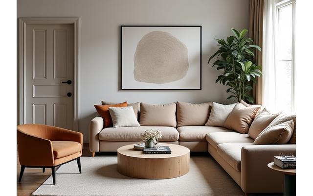 Stylish living room interior with contemporary furniture