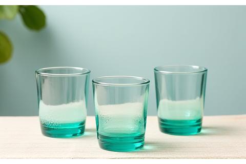 Set of 4 Recycled Glass Tumblers with subtle green hue